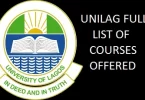 COURSES OFFERED IN UNILAG